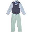 IZOD Boys' 4-piece Formal Dress Up Suit Set, Vest, Pants, Collared Shirt, and Tie