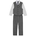 IZOD Boys' 4-piece Formal Dress Up Suit Set, Vest, Pants, Collared Shirt, and Tie