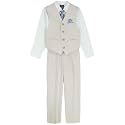 IZOD Boys' 4-piece Formal Dress Up Suit Set, Vest, Pants, Collared Shirt, and Tie