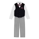 IZOD Boys' 4-piece Formal Dress Up Suit Set, Vest, Pants, Collared Shirt, and Tie
