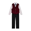 IZOD Boys' 4-piece Formal Dress Up Suit Set, Vest, Pants, Collared Shirt, and Tie
