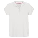 IZOD Girls' School Uniform Short Sleeve Polo Shirt, Button Closure, Comfortable &amp; Soft Interlock Fabric