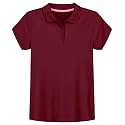 IZOD Girls' School Uniform Short Sleeve Polo Shirt, Button Closure, Comfortable &amp; Soft Interlock Fabric