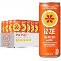 IZZE Sparkling Water Juice Beverage Blend, Mango, No Sugar Added, 8.4 FL OZ, 24 Cans