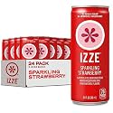 IZZE Sparkling Water Juice Beverage Blend, Strawberry, No Sugar Added, 8.4 FL OZ, 24 Cans