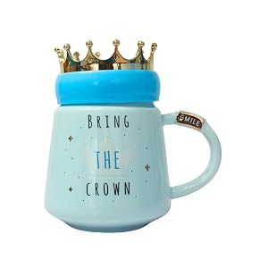 izzhaar ceramic mug with crown lid 400 ml microwave safe coffee mugs for gift cute printed mug for tea amp coffee drinking mug with lid and handle perfect for home and gifting