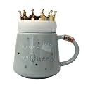 IZZHAAR Ceramic Mug with Crown Lid (400 ML) Microwave Safe Coffee Mugs for Gift, Cute Printed Mug for Tea &amp; Coffee, Drinking Mug with Lid and Handle Perfect for Home and Gifting