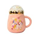 IZZHAAR Unicorn Printed Ceramic Mug with Lid (400 ML) Microwave Safe Coffee Mugs for Gift, Tea Mugs with Handle, Drinking Cups with Lid, Perfect for Home and Gifting