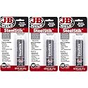 J-B Weld 8267-S SteelStik Steel Reinforced Epoxy Putty Stick - 2 oz, Pack of 3