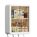 J-Bizz Wall-Mounted Bathroom Storage Rack with Transparent Door, Waterproof and Dustproof, White, with Hooks