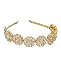 Floral Kundan Studded Matha Patti Sheesh Wedding Hairband Traditional Golden Celebrity Headband Hair accessory Jewellery for Women and Girls Non-Slip Unisex Fashion Adjustable Hoop