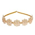 Floral Kundan Studded Matha Patti Sheesh Wedding Hairband Traditional Golden Celebrity Headband Hair accessory Jewellery for Women and Girls Non-Slip Adjustable