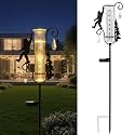 J-Fly Solar Light Rain Gauge, Black Metal Sasquatch Design with Glass Tube