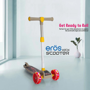 j k international 3 wheel kick scooterfoldable with led wheelsadjustable height brown