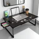 J M SQURE Multipurpose Foldable Laptop Table Study Desk with Storage Drawer and Stand Wood Portable Laptop Table