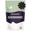 J Mac Botanicals Certified USDA - 100% Organic Dried Elderberries - 1lb Bulk - Non-Irradiated, Non-GMO, Whole Black Elderberry Immune Support - Raw Vegan Sambucus 1 Pound