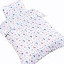 J-pinno Butterfly Rainbow Girls Cartoon Duvet Cover + Pillowcase Set, Zipper Closure, 100% Cotton, for Kids Crib Toddler Bedding Decoration Gift (Crib 47" X 59", Butterfly)