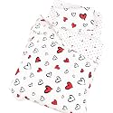 J-pinno Red Heart Cute Girls Cartoon Duvet Cover + Pillowcase Set, Zipper Closure, 100% Cotton, for Kids Crib Toddler Bedding Decoration Gift (Love, Crib 47" X 59")