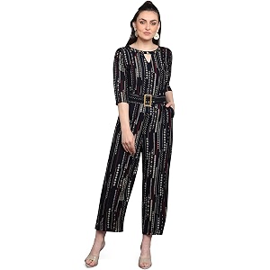 j turritopsis women39s rayon foil printed round neck jumpsuitnavy blue-medium