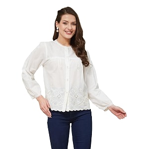 J TURRITOPSIS Womens Pure Cotton Schiffli Embroidered