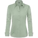 J.VER Womens Dress Shirts Long Sleeve Button Down Shirt Wrinkle-Free Business Casual Blouse Office Work Tops