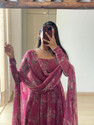 J2V CLOTHING Printed Floral Print Georgette Stitched