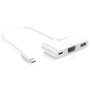 j5create 3-in-1 usb-c to vga multiport adapter full hd 1920x120060hz 5gbps type-a port 60w power delivery compatible with macbook air amp pro windows laptop pc monitor amp projector