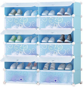 jaagriti articles 12 door 12 shelf plastic metal plastic collapsible shoe stand plastic collapsible shoe stand sky blue 12 shelves diydo-it-yourself