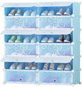 Jaagriti Articles 12 Door 12 Shelf Plastic Metal Plastic Collapsible Shoe Stand Plastic Collapsible Shoe Stand (SKY BLUE, 12 Shelves, DIY(Do-It-Yourself))