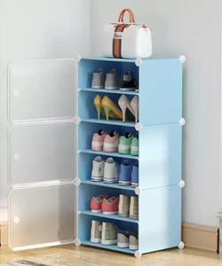 jaagriti articles 3 door 6 shelf plastic metal plastic collapsible shoe stand plastic collapsible shoe stand skyblue 6 shelves diydo-it-yourself