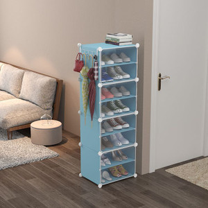 jaagriti articles 4 door 8 shelf plastic metal plastic collapsible shoe stand plastic collapsible shoe stand sky blue 8 shelves diydo-it-yourself