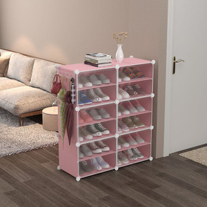 jaagriti articles 6 door 12 shelf plastic metal plastic collapsible shoe stand plastic collapsible shoe stand pink 12 shelves diydo-it-yourself