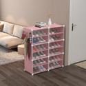 Jaagriti Articles 6 Door 12 Shelf Plastic Metal Plastic Collapsible Shoe Stand Plastic Collapsible Shoe Stand (PINK, 12 Shelves, DIY(Do-It-Yourself))