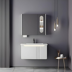 jabon bathroom vanity cabinet set with mirror amp ceramic basin  modern white pvc bathroom vanity with storage amp side metal shelf  wall mounted bathroom cabinet  80cm