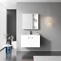 80cm Wall Mounted Bathroom Vanity Washbasin Cabinet | Modern Wash Basin with Storage Unit | Full Bathroom Sink & Mirror Cabinet Set (White)