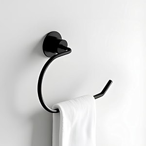 premium towel ring for bathroom  brass amp stainless steel wall mounted with bracket  modern round design matt black finish