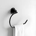 Premium Towel Ring for Bathroom | Brass &amp; Stainless Steel, Wall Mounted with Bracket | Modern Round Design, Matt Black Finish