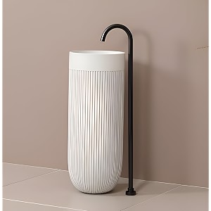 round pedestal wash basin acrylic resin and quartz free standing round basin for bathroomhotelhomerestaurant 86 x 45 cm white jpds1037
