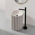 Round Pedestal Wash Basin, Acrylic Resin and Quartz, Free Standing, Round Basin for Bathroom/Hotel/Home/Restaurant 86 x 40 cm, Black and Grey (JPDS1039)