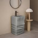 Square Pedestal Wash Basin, Acrylic Resin and Quartz, Free Standing, Square Basin for Bathroom/Hotel/Home/Restaurant 86 x 42 cm, Grey (JPDS1034)