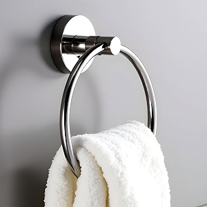 premium wall mounted towel ring  brass amp stainless steel  chrome finish  round close ring design  bathroom amp wash basin accessory