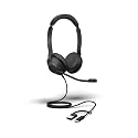 Jabra Evolve2 30 SE UC Stereo USB C/A Binaural Headset USB Headphone with Mic UC Stereo USB-C to USB-A Connectivity Noise Cancelling Leather Cushion for All Day Comfort Teams/Zoom Support