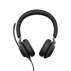 jabra evolve2 40 pc headset  noise cancelling microsoft teams certified stereo headphones with 3-microphone call technology  usb-a cable  black