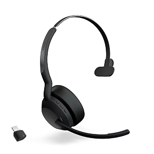 jabra evolve2 55 mono wireless headset - features aircomfort technology noise-cancelling mics amp active noise cancellation - ms teams certified works with other platforms - black