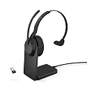 Jabra Evolve2 55 Mono Wireless Headset with Charging Stand AirComfort Technology, Noise-Cancelling Mics &amp; Active Noise Cancellation - Works with UC Platforms Such as Zoom &amp; Google Meet - Black