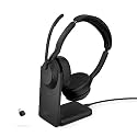 Jabra Evolve2 55 Stereo Wireless Headset with Charging Stand AirComfort Technology, Noise-Cancelling Mics & Active Noise Cancellation - MS Teams Certified, Works with Other Platforms - Black