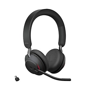 jabra evolve2 65 link 390380a wireless pc headset  noise cancelling microsoft teams certified stereo headphones with long-lasting battery  usb-c bluetooth adapter  black