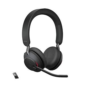jabra evolve2 65 wireless pc headset  noise cancelling uc certified stereo headphones with long-lasting battery  usb-a bluetooth adapter  black