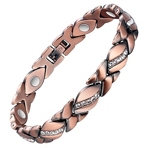 jacanori copper magnetic bracelet 999 copper womens crystal therapy bracelet pain relief for arthritis and carpal tunnel syndrome 78 inch adjustable