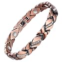 Jacanori Copper Magnetic Bracelet 99.9% Copper Womens Crystal Therapy Bracelet Pain Relief For Arthritis And Carpal Tunnel Syndrome 7.8 Inch Adjustable